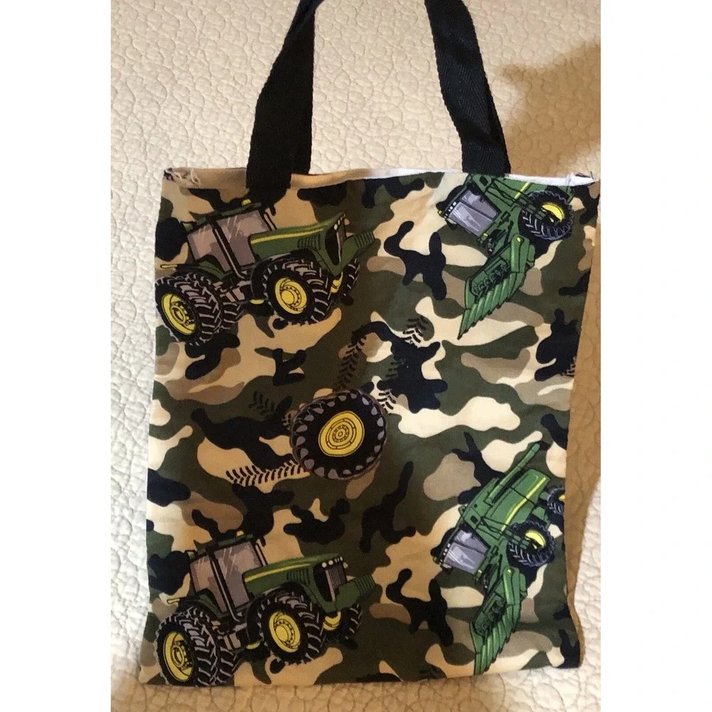 Tractor Handmade Lined  Bag Tote Tablet Book Toy Farm Bag Birthday Baby Gift‎